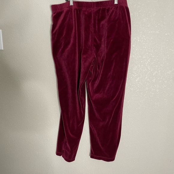 Quacker Factory Cranberry Pants Large Velvet Velour - Picture 4 of 5
